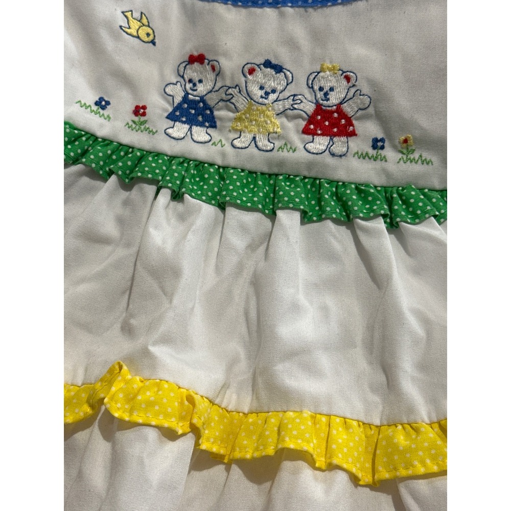 Vintage Bear‎ Applique Ruffle Top Colorful Trim Sleeveless 24 Months